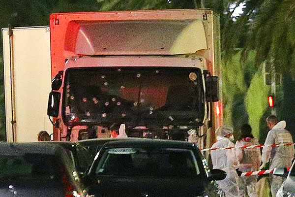 Truck driven by Mohamed Lahouaiej Bouhlel in Nice France on Bastille Day Truck driven by Mohamed Lahouaiej Bouhlel in Nice France on Bastille Day