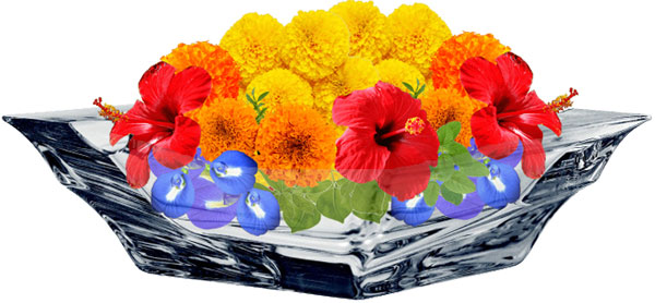 ashtray with fresh flowers
