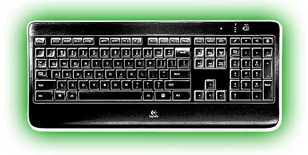 logitech backlit in green glow