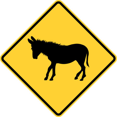 Caution Donkey at work