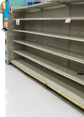 water shelves at grocer