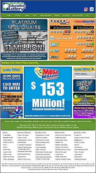 SC Education Lottery Web Page