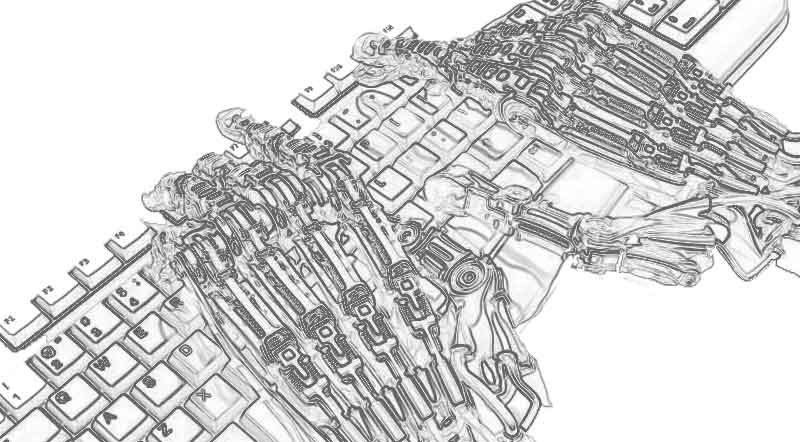 robot at the keyboard