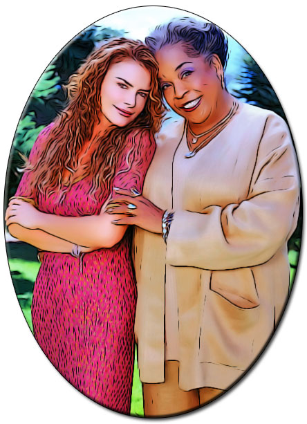 Ms Reese with Roma Downey from Touched by an Angel