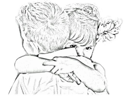 two children hugging