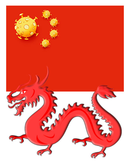 China Virus Flag Red Dragon