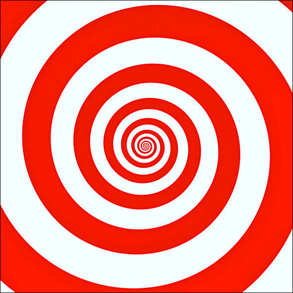 hypnotic spiral in red
