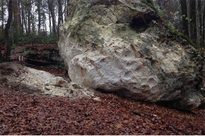 Peachtree Rock after vandalism