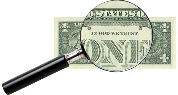 reverse side of the US one dollar bill