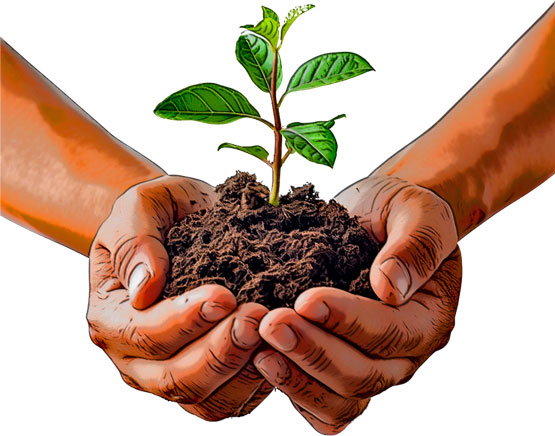 seedling in cupped hand